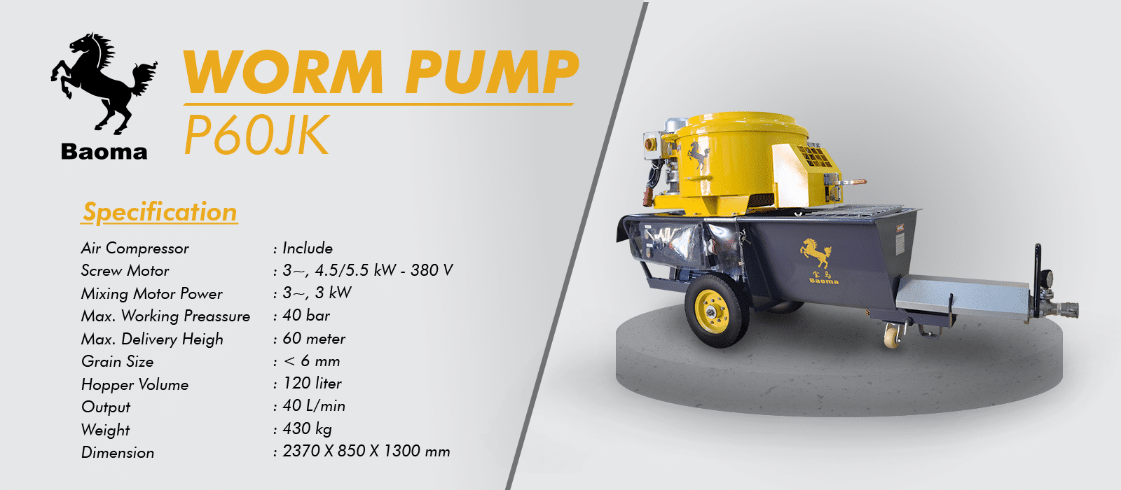 baoma_p60jk Grout Pump/Concrete Mixer